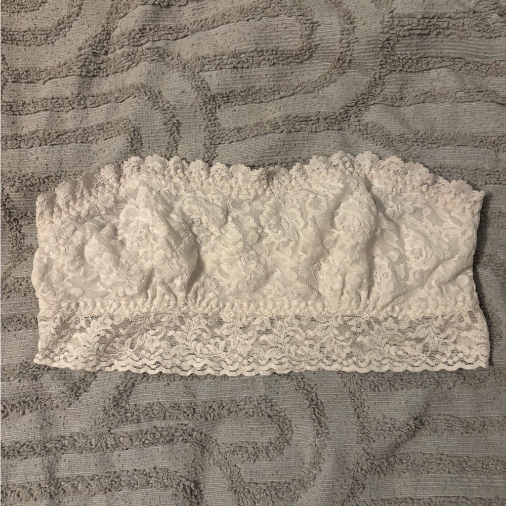 Hanky Panky White Floral Lace Strapless Bandeau